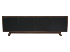 Mueble Polo TV Negro y Nogal Con Puertas - 70 pulgadas