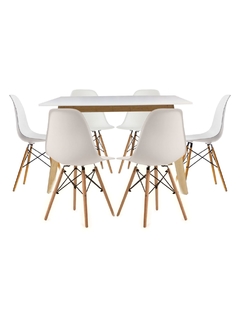 Comedor Nórdico Blanco con 6 sillas eames