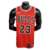Regata Basquete NBA Chicago Bulls na cor predominante Vermelho com nome e número na parte da frente na cor Preta, gola careca com detalhes em branco, logo da Nike no lado direito do peito, nas costas a personalização nome em branco e número em preto, logo