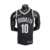 Regata Basquete NBA Brooklyn Nets Cor Preta com detalhes nas golas, mangas e laterais da camisa em Branco, sua Gola em V nomes e números na frente e costas em Branco material Silkado. logotipo da Nike no lado direito logo da NBA nas parte das costas.