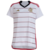 Camisa de futebol Clube de Regatas Flamengo 23/24 feminina  Ela é feita com tecido leve e respirável, que mantém você fresca e confortável durante o uso. O design é moderno e elegante, com o branco predominante e detalhes em vermelho e preto, as cores do 