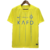 Camisa Al Nassr 2023/24 na cor Amarela com detalhes em azul, escudo emborrachado no lado esquerdo do peito e ao lado direito logo da fornecedora Nike também emborrachado com a gola redonda.