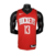 Regata Basquete da NBA do Rockets da temporada 2020/21 na cor predominante vermelho vibrante com detalhes em preto na gola e laterais da regata, regata gola em V com nomes e números silkados.