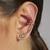 Brinco Ear Cuff com Cristais em Gota Coloridos Banhado a Ouro