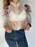 CAMISA DE ORGANZA BLANCA CON APLIQUES BORDADO FLORES ZARA T.M