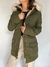 PARKA VERDE OLIVA CON PIEL ROSA ADENTRO HOLLISTER T.XS