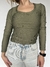 REMERA CROP LAYCRA MANGA LARGA VERDE OLIVA ZARA T.M