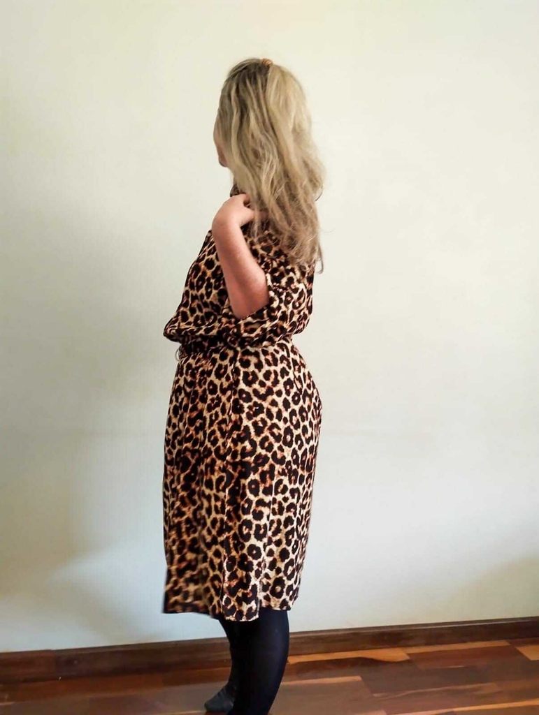 Vestido Plussize Feminino Chemise Animal Print Estampa de oncinha G2