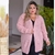 Cardigan Aberto Pipoca Plus Size Feminino Manga Longa Rosé G3 na internet