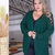 Cardigan Aberto Pipoca Plus Size Feminino Manga Longa Verde Escuro G3