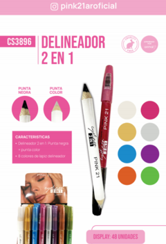 DELINEADOR COLORES EN LAPIZ 2 EN 1 / PINK 21 # CS3896