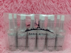 Paris Night Glitter para uñas Color/Blanco/Plateado Estuche x12u #20124