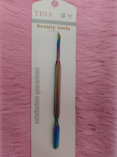 Repujador de Cutícula Tina Beauty Tools Doble Punta Pusher Tornasolado x1u