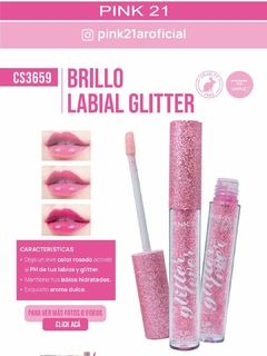 BRILLO LABIAL CON GLITTER LOVER / PINK 21 # CS 3659