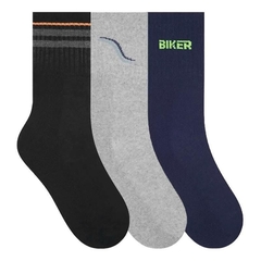 Kit 3 Pares de meias esportivas cano longo masculina selene