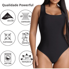 Body Decote Quadrado Tecido Opaca - Powerful