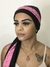 Turbante Slin Longo Preto + Faixa Rosa Estampada - comprar online