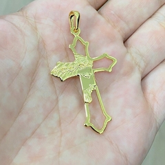 Pingente crucifixo vazado rosto de cristo - comprar online