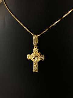 Pingente cruz cravejada face de Cristo - comprar online