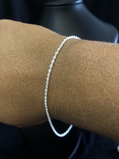 Pulseira cordão baiano 2 mm banho de prata