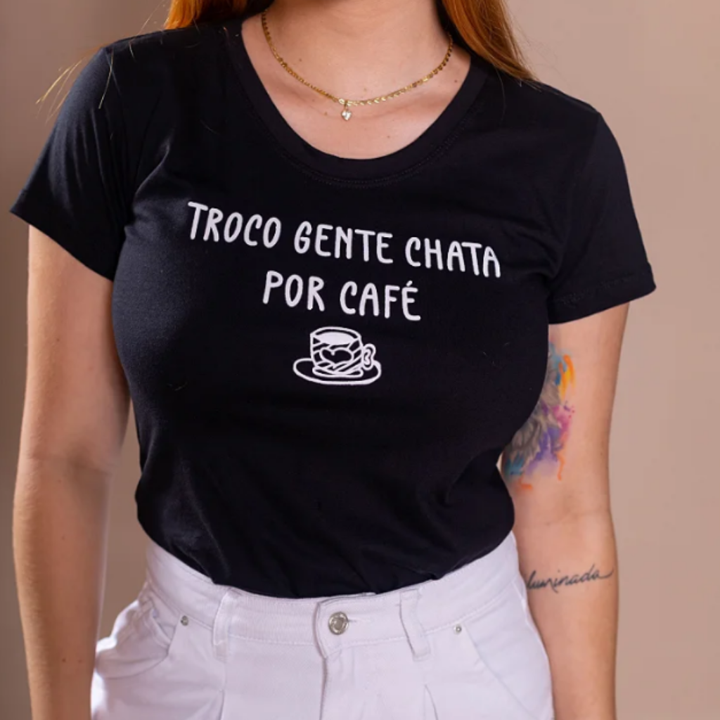 T-SHIRT CAFE - PRETO, Atacado Tshirt