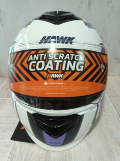 CASCO INTEGRAL HAWK RS1 ALPHA BLANCO/VIOLETA BRILLANTE M - comprar online