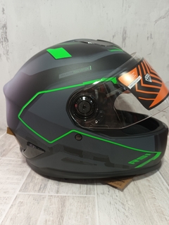 CASCO INTEGRAL HAWK RS1 ALPHA NEGRO/VERDE MATE L