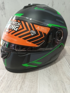 CASCO INTEGRAL HAWK RS1 ALPHA NEGRO/VERDE MATE L - comprar online