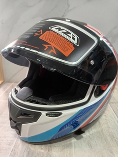 CASCO NZI TRENDY BLANCO CELESTE AZUL ROJO + VISOR DE REPUESTO M - comprar online