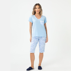 Pijama Capri Nuvem Azul