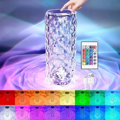 Led lâmpada de mesa cristal rosa luz do projetor 3/16 cores toque ajustável romântico diamante atmosfera luz toque usb luz da noite - Brasil nacional