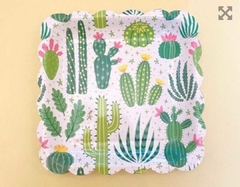 5 Paquetes de 10 Platos cuadrados de cactus