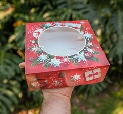 10 Caja Navidad con Visor Roja