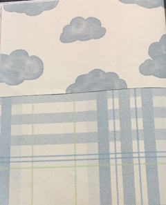 Lindo kit de papel de nuvem com xadrez ambos em azul infantil 4235 x 4236