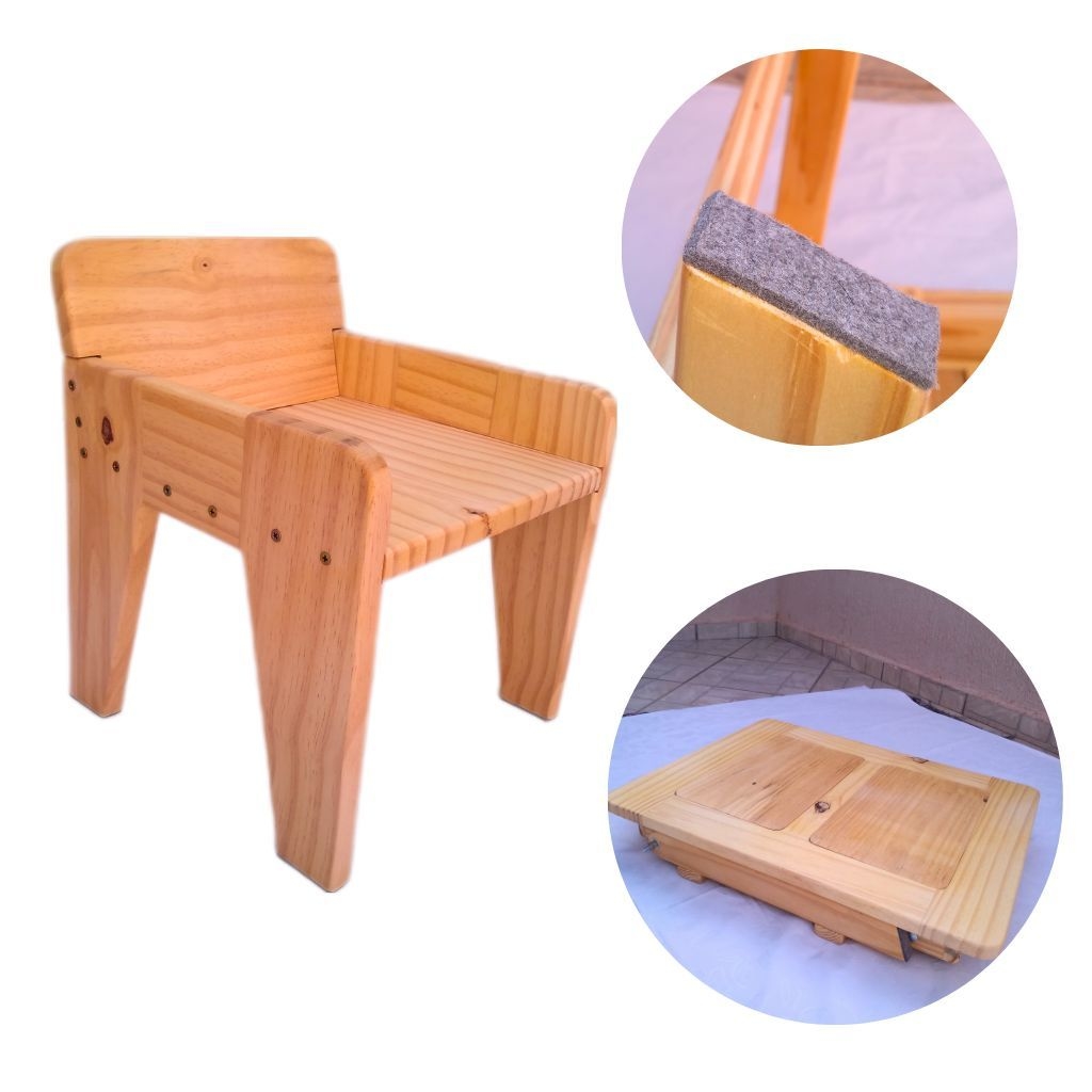 Mesa Sensorial Duo - com Tampa Natural - Montessori Dobrável