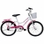 Bicicleta Cairu Princess Aro 20 com Cesta e Bagageiro Freios V-Brake Dianteiro e Traseiro Para-lamas Descanso Lateral e Rodas em Alumínio Branco/Rosa