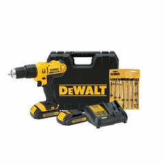 TALADRO PERCUTOR 1/2" 20V + JUEGO DE BROCAS DEWALT DCD776AC2-B3