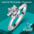 Anel de Moissanite Diamante - Em Prata Esterlina 925 com Banho de Ouro Branco 18k