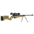 Rifle Sniper Airsoft ARES MSR-009 na cor deserto, com bipé e mira telescópica, ideal para jogos de airsoft.