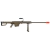 Rifle Sniper Airsoft AEG Snow Wolf SW-02 na cor tan, com cano longo e bipé, ideal para jogos de airsoft.