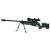 Rifle Sniper Airsoft ARES MSR-009 OD com bipé e mira telescópica, na cor verde oliva.