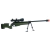 Rifle Sniper Airsoft ARES MSR-009 na cor verde oliva, equipado com luneta e bipé.