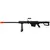 Rifle de airsoft Sniper AEG Snow Wolf Barret SW-02 na cor preta, com bipé e cano longo.