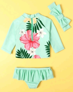 Traje de baño menta flores