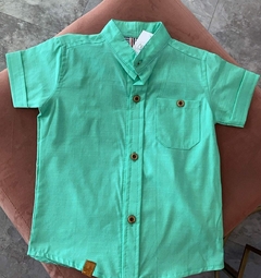 Camisa manga corta azul verde