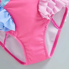 Traje de baño rosa con caballitos de mar y olanes - tienda en línea