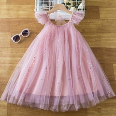 Vestido tul rosa con brillos