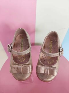 Zapato oro glitter galaxi moño abajo