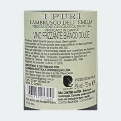 Lambrusco Dell Emilia I Puri - Vinho Branco Frisante Doce - 750ml - Itália na internet