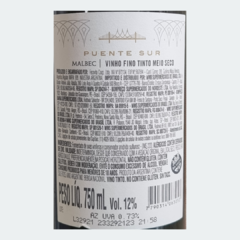 Puente Sur Malbec - Vinho Fino Tinto Meio Seco - 750ml / 2019 / Mendonza/Argentina na internet